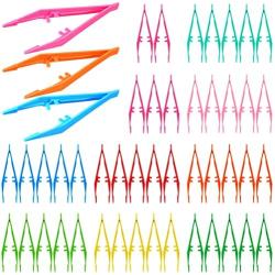 48 Assorted Colors Plastic Tweezers for Kids 4.3 Inch Craft Tweezers Beads Tweezers for Handmade DIY Crafts Beading Jewelry Making Kits Kids Adult Family Home Classroom School