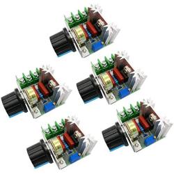 AC 50-220V 2000W 25A Motor Speed Controller SCR High-power Electronic Voltage Regulator Module Motor LED Dimmerswith Speed Control Knob(5pcs)
