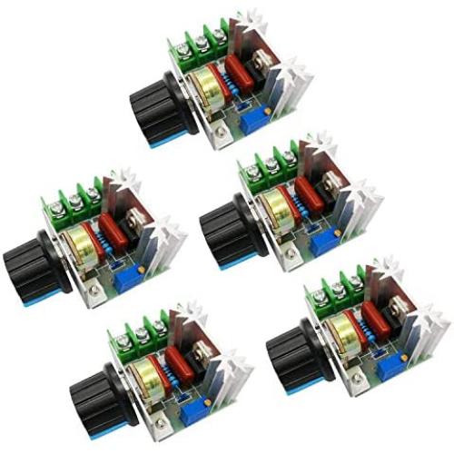 AC 50-220V 2000W 25A Motor Speed Controller SCR High-power Electronic Voltage Regulator Module Motor LED Dimmerswith Speed Control Knob(5pcs)