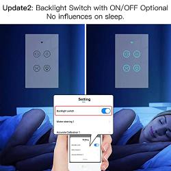 MOES 2.4GHz WiFi RF Smart Curtain Light Touch Switch Glass Panel Backlight ON/Off Wireless Remote Control with Tuya Smart Life App, Voice Control with Google Home Alexa, White