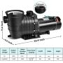 Oswerpon 1.5 HP High Pressure Self Primming Pool Pump Dual Voltage Inground/Above Ground Swimming Pool Pump with Strainer Basket and Drain Plug 1100W 60HZ Silent Operation.