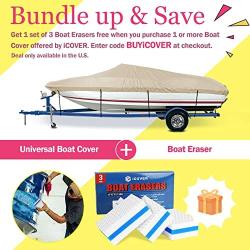 iCOVER Trailerable Boat Cover- 14-16 Waterproof Heavy Duty Marine Grade Canvas Fits V-Hull-Fish&Ski-Pro-Style-Fishing Boat-Runabout-Bass Boat- up to 14ft-16ft Long and 68