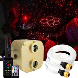 AZIMOM Bluetooth 20w Upgraded Fiber Optic Lights Twinkle Star Ceiling Lighting Kits 700pcs*0.03in*9.8ft Fiber Strands Dual Port RGBW Sound Remote Control Light Source Home Indoor Car Ceiling Decor
