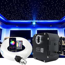 AZIMOM Twinkle 50W RGBW Fiber Optic Star Ceiling Light for Theater 1000pcs 0.03in 16.5ft Fiber Strands Sound Activated Bluetooth/APP Remote Control Home Shop Starlight Headliner Décor