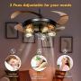 LEDMO Industrial Retractable Ceiling Fans with Lights 5 LED Bulbs 4 Mode Timing with Remote Controller 42inch Vintage Ceiling Fans 2 Down Rods for Kitchen Bedroom Living/Dinning Room