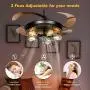 LEDMO Industrial Retractable Ceiling Fans with Lights 5 LED Bulbs 4 Mode Timing with Remote Controller 42inch Vintage Ceiling Fans 2 Down Rods for Kitchen Bedroom Living/Dinning Room