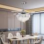 Crystal LED Ceiling Fans with Lights and Remote Controller 42 Inches Modern Fandelier Ceiling Lighting Fixture Crystal Fan Light Kit for Bedroom Dinning Room Living Room (Chrome Polished)