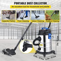 VEVOR Dust Extractor, 8 Gallon Wet & Dry HEPA Filter, Automatic Dust Cleaning, 1200W Powerful Motor Vacuum Cleaner,Heavy-Duty Shop Vacuum with Attachments