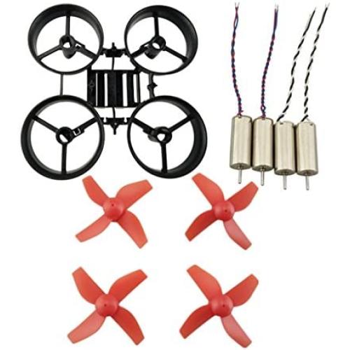 Upgraded Spare Parts Motors Propellers Props with Frame for JJRC H36 Tiny Whoop Eachine E010 Blade Inductrix Micro Drone Parts (Black-Red)