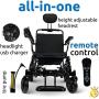 Ultra Lightweight Reclining Electric Power Wheelchair for Adults and Seniors 500W Motor Heavy Duty Mobility Motorized Portable Travel Wheel Chairs 17.5 inch Seat All Terrain Silla de Ruedas