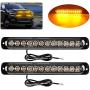 Yifengshun 12-LED Amber Emergency Strobe Light Bar, 18 Flashing Modes Ultra Thin Surface Mount Flashing Grille Light Beacon Hazard Warning Lights for Car Vehicle SUV Truck Pickup ATVs (2pcs)