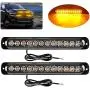 Yifengshun 12-LED Amber Emergency Strobe Light Bar, 18 Flashing Modes Ultra Thin Surface Mount Flashing Grille Light Beacon Hazard Warning Lights for Car Vehicle SUV Truck Pickup ATVs (2pcs)