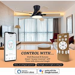 AvatarControls Smart 50 inch Ceiling Fans Indoor with Light Remote Works with Alexa Google Voice, APP and Remote Control for Bedroom, 6 Speeds Reversible DC Motor, 1800LM LED Kit, 5 Wooden Blades
