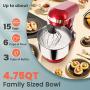 Yoifo 7 Speed Stand Mixer（inclued P Speed）- Peak Power 600W Kitchen Electric Mixer，4.75-QT Tilt-Head Food Mixer with Dough Hook, Whisk, Beater & BPA-Free Dust Cover (Red)