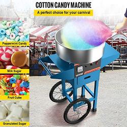 VBENLEM Cotton Candy Machine with Cart Commercial Floss Maker Perfect for Family and Various Party, 19.7 Inch, Blue