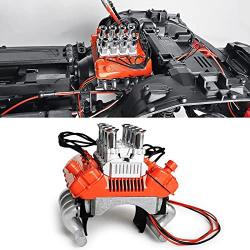 RC-Hub V8 Engine Fans Radiator Motor with Heatsink Cover for 1/10 TRX4 RC Crawler Scale (Orange)