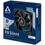 ARCTIC F8 Silent - 80 mm Case Fan, Very Quiet Motor, Computer, Almost inaudible, Push- or Pull Configuration, Fan Speed: 1200 RPM - Black