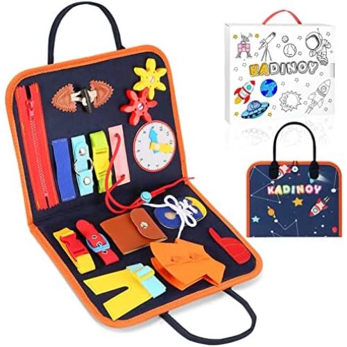 Busy Board for Toddlers 1 2 3 4 Montessori Toys 15 in 1 Travel Toys for Toddlers Sensory Learning Education Toys Activities Board for Fine Dress Motor Skills Gifts for Boys Girls