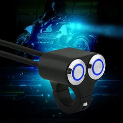 Handlebar Controller Switch Assembly,7/8inch 22mm Motorcycle Handlebar Switch Headlight Brake Fog Light ON/Off with Indicator Light (Blue Self-Locking)