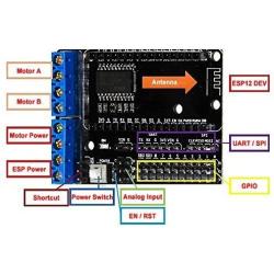 DollaTek NodeMcu Lua ESP8266 ESP-12E CP2102 Development Board and L293D WiFi Motor Drive Expansion Board Shield Module for Arduino