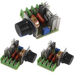 3 Pack 2000W PWM AC Motor Speed Control Module Dimmer Speed Regulator AC 50-220V 2000W(max) 25A SCR Constant Adjustable Voltage Regulator