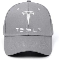 ARKOSKNIGHT Adjustable Embroidered Baseball Caps Tesia-Logo Racing Motor Hat Fashion Street Dancing Sports Travel(Gray-White)
