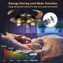 LEDMO Industrial Retractable Ceiling Fans with Lights 5 LED Bulbs 4 Mode Timing with Remote Controller 42inch Vintage Ceiling Fans 2 Down Rods for Kitchen Bedroom Living/Dinning Room