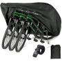 EUGO Bike Cover for 2 or 3 Bikes Outdoor Waterproof Bicycle Motorcycle Covers XL XXL Oxford Fabric Rain Sun UV Dust Wind Proof for Mountain Road Electric Bike (Black-420D-XXL for 3 Bikes)
