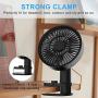 Small Desk Fan, Portable Rechargeable Clip on Fan with Remote Control, Oscillating USB Battery Operated Stroller Fan 6 Inch 4000mAh Cooling Personal Fan 19 Speeds Strong Airflow Ideal for Bedroom Outdoor Camping Travel Home Office (Black)