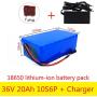 Wnicek 36V 20000mAh e Bike Lithium-ion Battery 10S 6P 20AH E-Bike Battery Pack Rechargeable Battery for Electric Bicycles Electric Scooters Electric Cars Electric Motorcycles with Charger