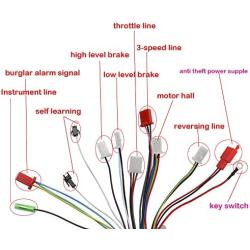 Vehjunc Brushless Motor Controller 18tube 48V 60V 72V 1000W 1500W Electric Bicycle E-Bike Scooter Brushless DC Motor Speed Controller 60/120 Degree 42-45A