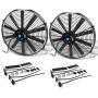 (Pack of 2) 16 Inch High Performance 12V Electric Slim Radiator Cooling Fan w/Mounting Kit - Black