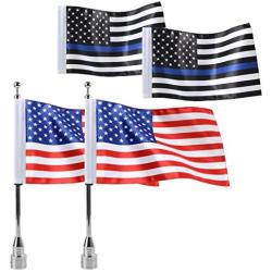 Vivid Color Fade Resistant Motorcycle 6 x 9 American Flag with Flag Pole Mount for Honda Goldwing CB VTX CBR Yamaha Harley Davidson(2 Flag Pole Mount + 4 USA Flag)