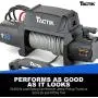 TACTIK 10,000 lb High Performance Winch with Integrated Solenoid, Steel Cable - 5.5 HP Electric Winch - 12-Foot Remote Controller - Bumper Mount Offroad Tow Recovery - Fits Jeep, Trucks, SUVs