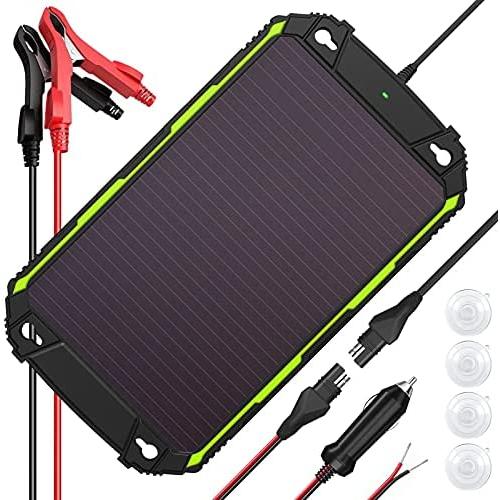 5W 12V Solar Battery Charger & Maintainer, Waterproof 5 Watt 12 Volt Solar Power Trickle Charger, Built-in Intelligent MPPT Charge Controller for Car, Boat, RV, Motorcycle, Marine, Automotive, ATV