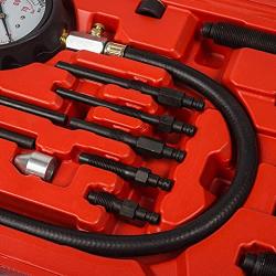 16Pcs Diesel Engine Compression Gauge Tester Cylinder Pressure Test Tool Kit with Case for Car & Truck