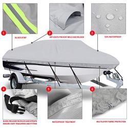 NORTHCAPTAIN 100% Waterproof Boat Cover,600D Marine Grade Polyester Trailerable Boat Cover,Fit V-Hull Tri-Hull Fishing Ski Pro-Style Bass Boats