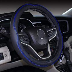 Mayco Bell Microfiber Leather Car Small Steering Wheel Cover (14-14.25, Black Dark Blue)