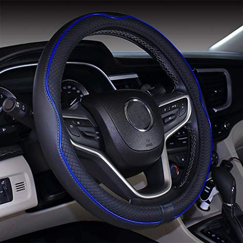 Mayco Bell Microfiber Leather Car Small Steering Wheel Cover (14-14.25, Black Dark Blue)