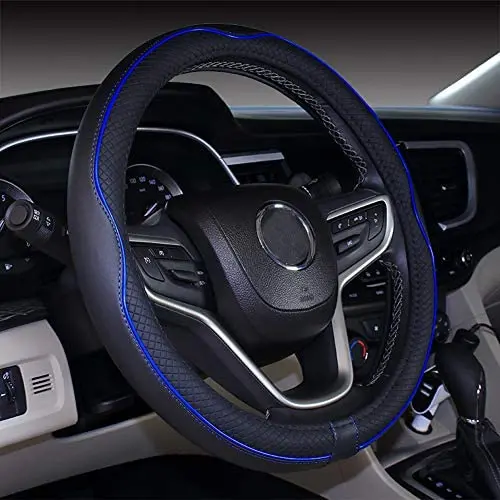 Mayco Bell Microfiber Leather Car Small Steering Wheel Cover (14-14.25, Black Dark Blue)