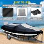 Tokept Boat Cover, Heavy Duty Splice Upgraded 300D Marine Grade Polyester Canvas Trailer Waterproof Boat Cover with Motor Cover for V-Hull, Speedboat Cover, Trimaran (17-19L *96