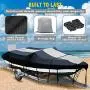 Tokept Boat Cover, Heavy Duty Splice Upgraded 300D Marine Grade Polyester Canvas Trailer Waterproof Boat Cover with Motor Cover for V-Hull, Speedboat Cover, Trimaran (17-19L *96
