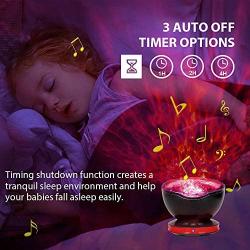 Ocean Wave Projector,360°roting 8 Lighting Modes,Sunroof Projector with 6 Sleep aids,Remote Control LED Projector Light,Timing Function,Room Projector Suitable for Children,Bedroom,Living Room(Black)