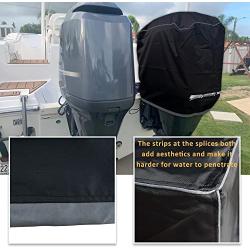 Outboard Motor Cover, 600D waterproof Boat Motor Cover, Resistant No Fading Boat Engine Hood Covers, Motor Hood Cover Fits 225-300HP, Black, 31