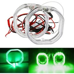 YSY 2pcs 76MM LED Light Guide Optic Angel Eyes DRL Halo Ring Super Bright for 3.0 Bi-xenon Projector Lens Shrouds (Green, 76MM)