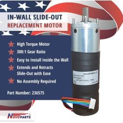 NOVOPARTS 236575 Motor Slide Out 300:1 High Torque, in-Wall 10MM