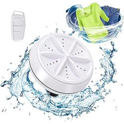 Mini Portable Washing Machine, USB Powered Portable Ultrasonic Turbine Sterilization Washer, With Speed Remote Controller 3 in 1 Wash Modes for Home Travel College Camping Business Travel