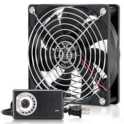 SXDOOL 120mm 110V 115V 120V AC Powered Fan with Speed Controller DC 3V to 12V, for Router Receiver DVR Playstation Xbox Component Cooling