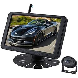 JUNHAOZ 720P 7 Inch Digital Wireless Backup System kit Support 2 Rear View Camera inputs, Support Split/Quard Screen Rear View Camera for RVs,Trailers,5th Wheels,Motorhomes,Truck