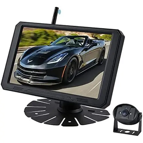 JUNHAOZ 720P 7 Inch Digital Wireless Backup System kit Support 2 Rear View Camera inputs, Support Split/Quard Screen Rear View Camera for RVs,Trailers,5th Wheels,Motorhomes,Truck JUNHAOZ 720P 7 Inch Digital Wireless Backup System kit Support 2 Rear View Camera inputs, Support Split/Quard Screen Rear View Camera for RVs,Trailers,5th Wheels,Motorhomes,Truck